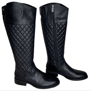 Vince Camuto | Faya Riding Boot WIDE CALF | Color: Black Quilted Leather| Size 7